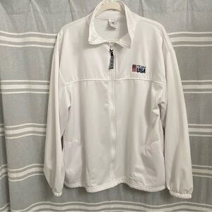 U.S OLYMPIC / Committee "Team USA" White Fleece Lined Staff Jacket Size XL